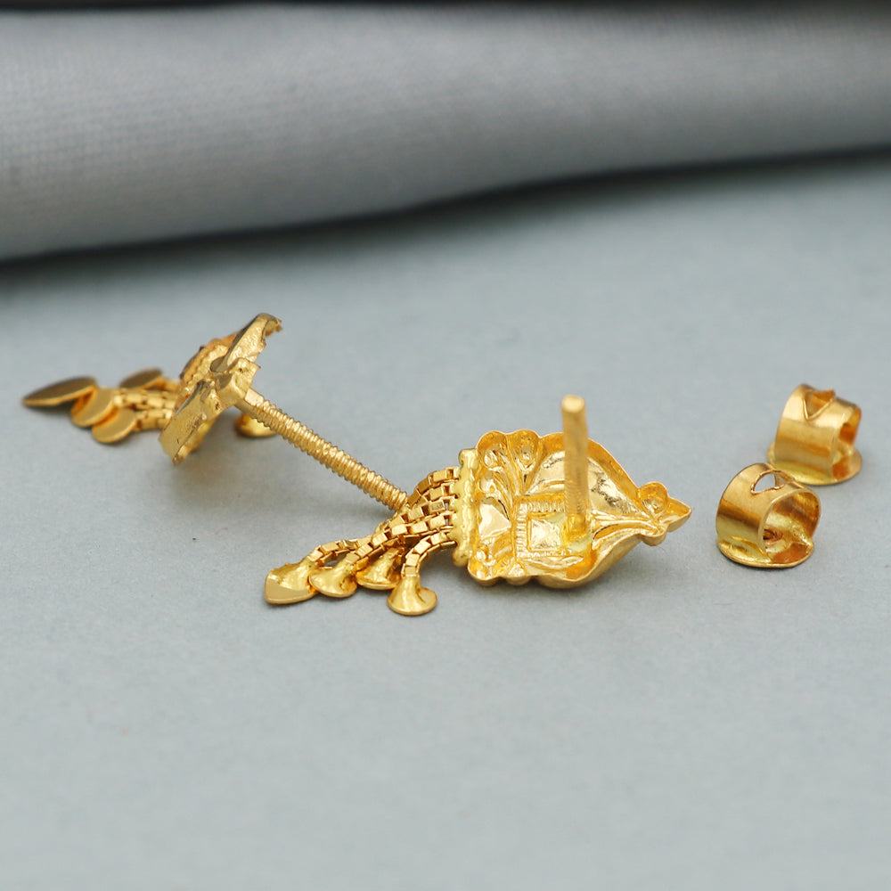 22 karat print solid gold 2.2 cm stud earring for paternal grandmother new year gift jewelry