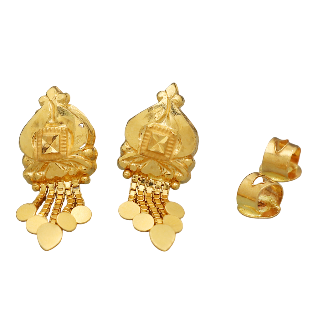 22 karat print solid gold 2.2 cm stud earring for paternal grandmother new year gift jewelry