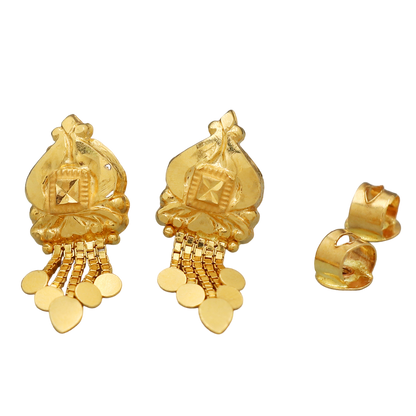 22 karat print solid gold 2.2 cm stud earring for paternal grandmother new year gift jewelry