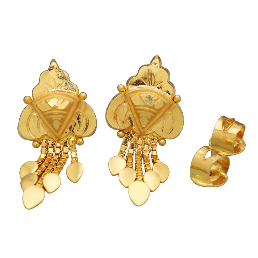 22cts hallmark indian gold 2.2cm stud earring for half aunts mother in law day gift jewelry