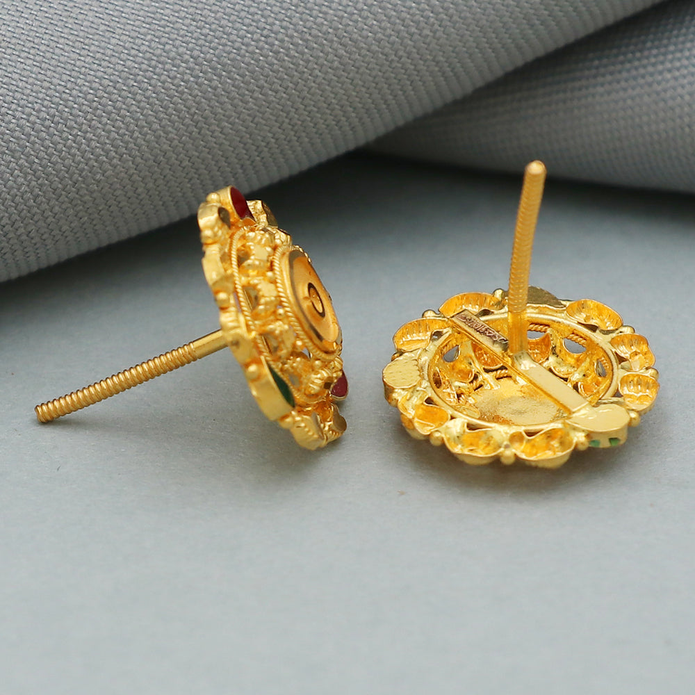 22 karat hallmark higher gold 1.4 cm stud earring for fairy princess halloween gift jewelry