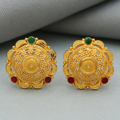 22cts stamp highest gold 1.4 cm stud earring for babies hanukkah gift jewelry