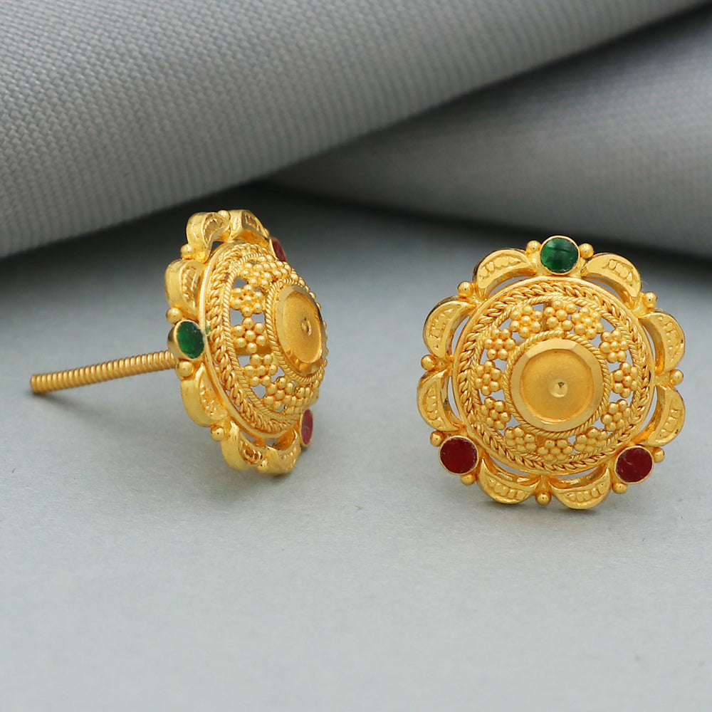 22cts stamp highest gold 1.4 cm stud earring for babies hanukkah gift jewelry