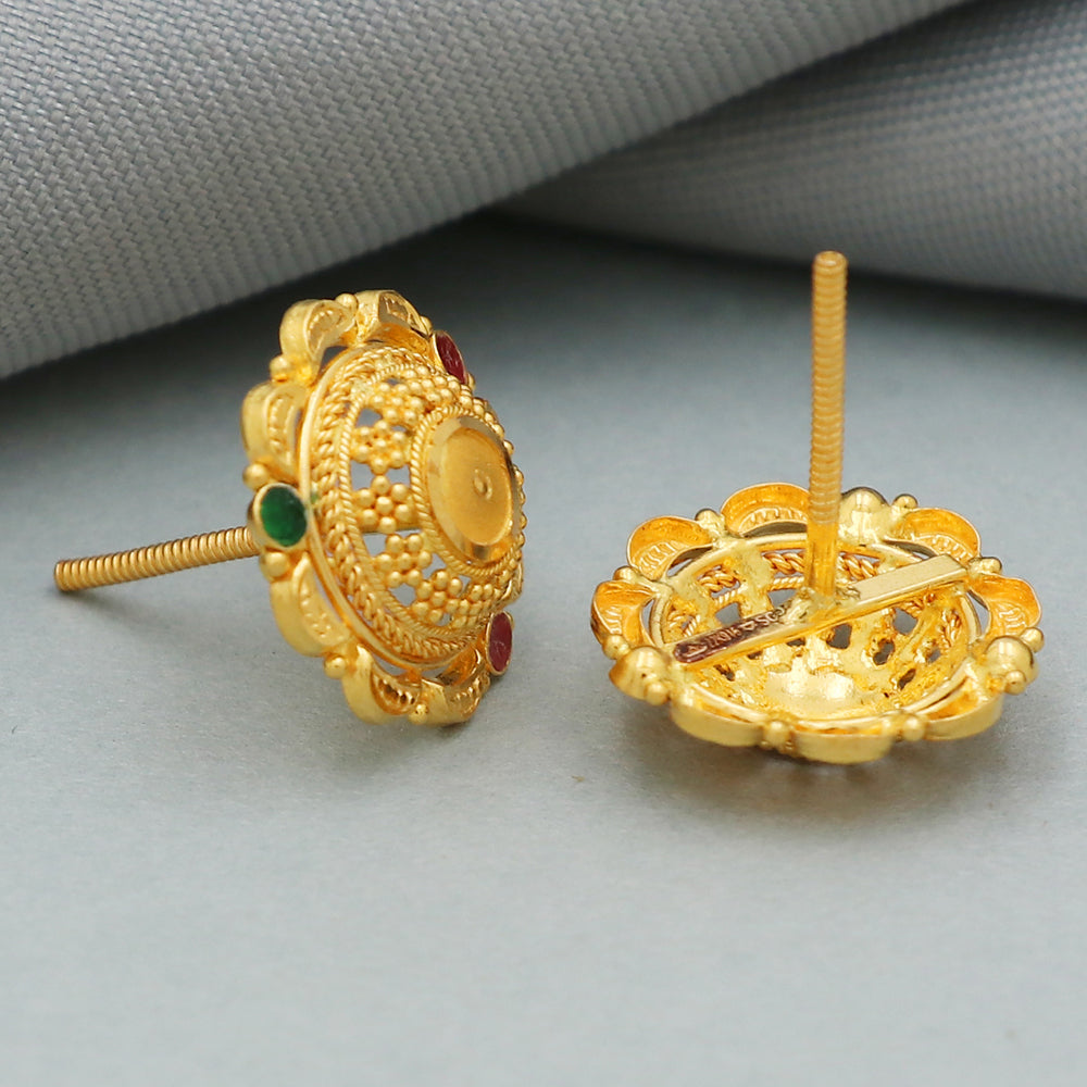 22cts stamp highest gold 1.4 cm stud earring for babies hanukkah gift jewelry