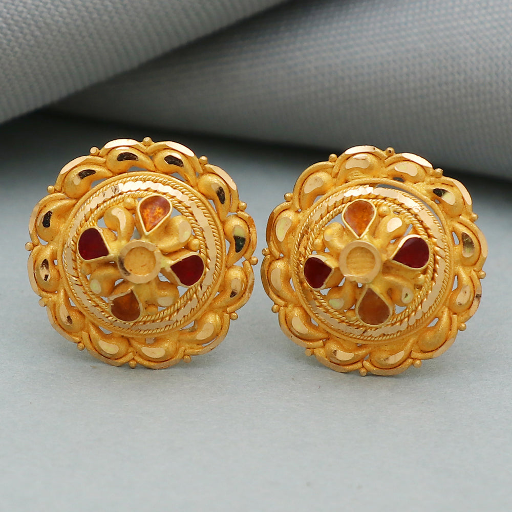 22 carat seal surpassing gold 1.5 cm stud earring for spinster  housewarming gift jewelry