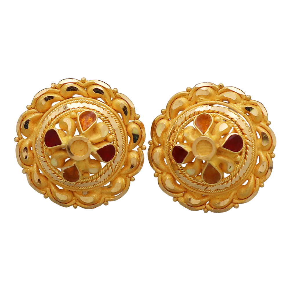 22 carat seal surpassing gold 1.5 cm stud earring for spinster  housewarming gift jewelry