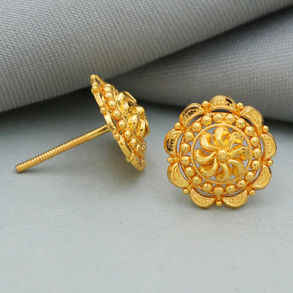 22k print amazing gold 1.3 cm stud earring for step aunts independence day gift jewelry