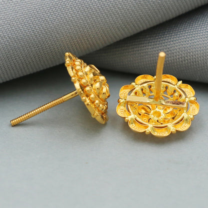 22k print amazing gold 1.3 cm stud earring for step aunts independence day gift jewelry