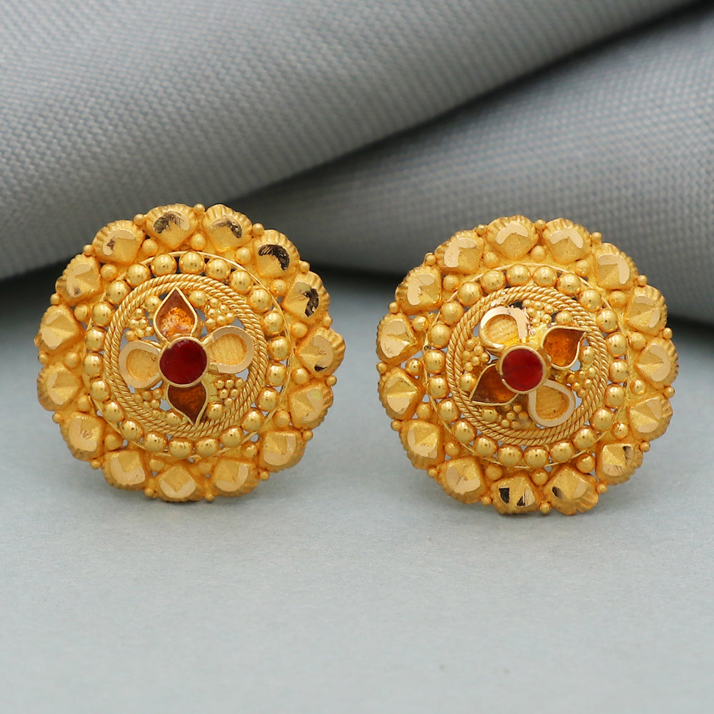 22cts seal sparkle gold 1.5 cm stud earring for niece mother day gift jewelry