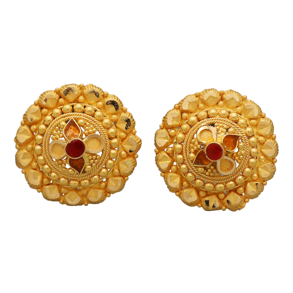 22cts seal sparkle gold 1.5 cm stud earring for niece mother day gift jewelry