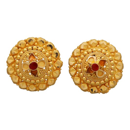 22cts seal sparkle gold 1.5 cm stud earring for niece mother day gift jewelry