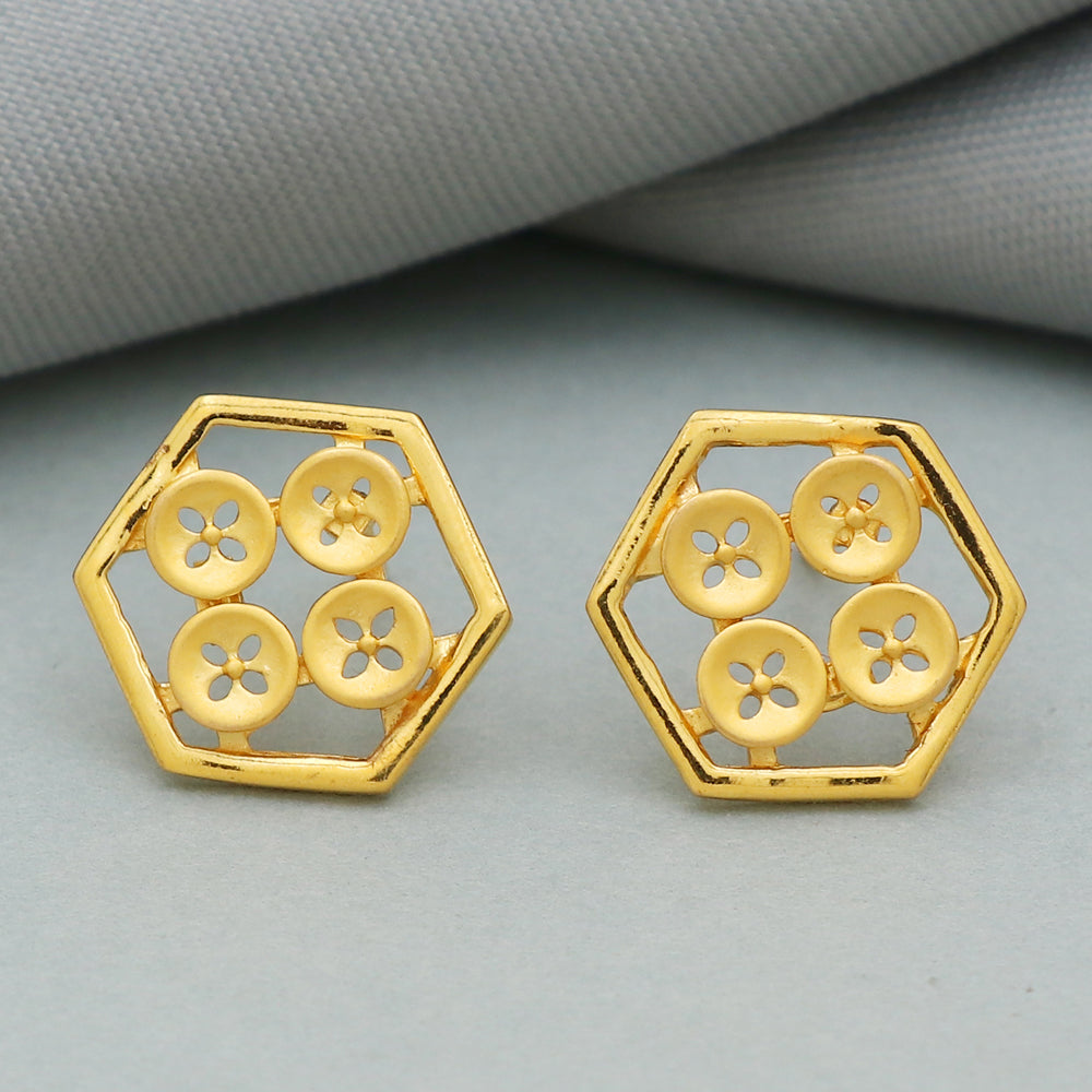 22k hallmark shiny gold 1.3 cm stud earring for great grand niece new baby gift jewelry