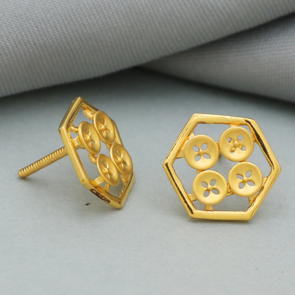 22k hallmark shiny gold 1.3 cm stud earring for great grand niece new baby gift jewelry