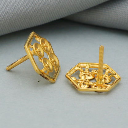 22k hallmark shiny gold 1.3 cm stud earring for great grand niece new baby gift jewelry