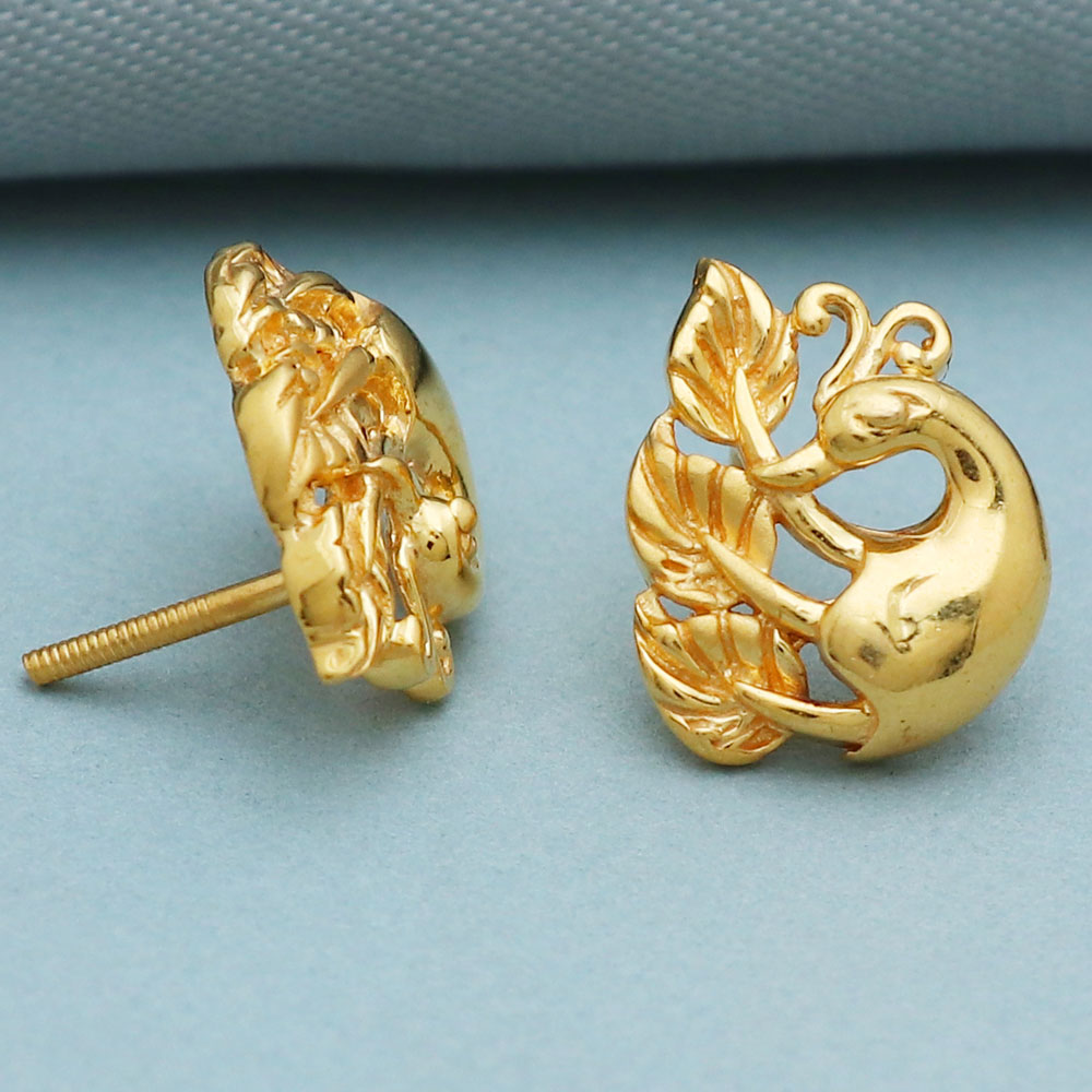 Pendientes de botón de oro indio con sello distintivo de 1,4 cm para bebés, regalo de amor, joyería, bis 916