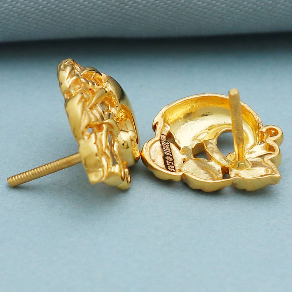 Pendientes de botón de oro indio con sello distintivo de 1,4 cm para bebés, regalo de amor, joyería, bis 916