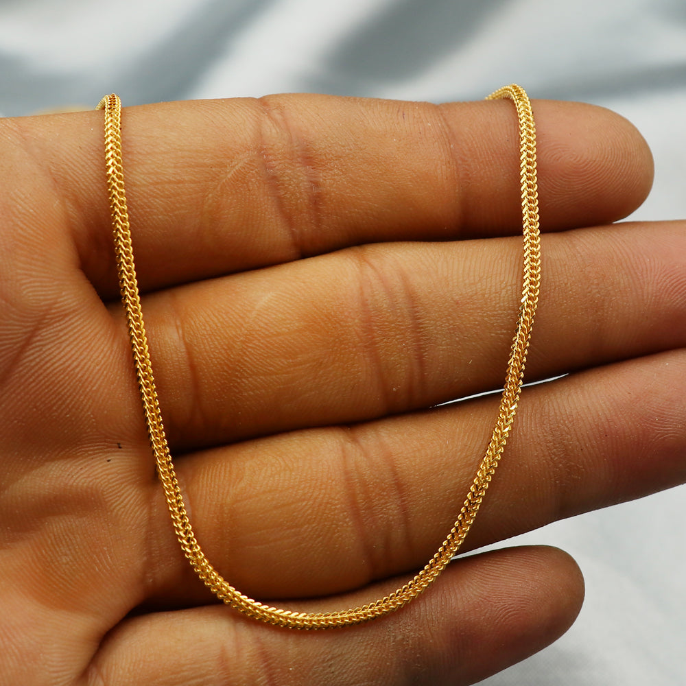 Cadena de cordón de 21" de oro indio con sello de 22 quilates, regalo para madre, joyería para mujer más vendida