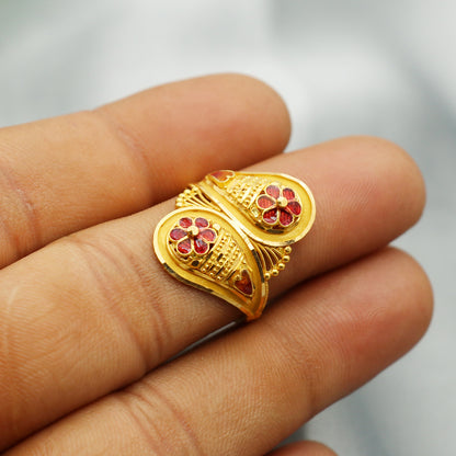 22k seal authentic gold cocktail rings size us 7.25 wife classic jewelry