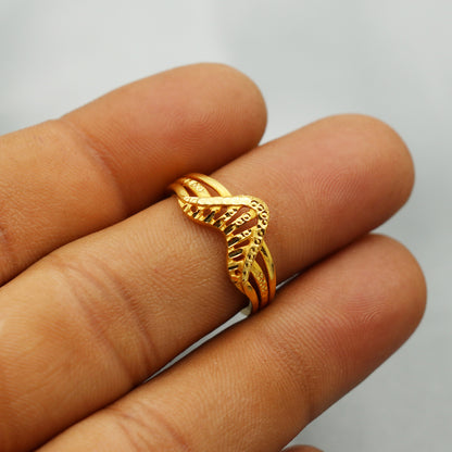 Anillos de armadura de oro dorado con sello distintivo de 22 cts, tamaño EE. UU. 6,25, joyería tradicional de madre