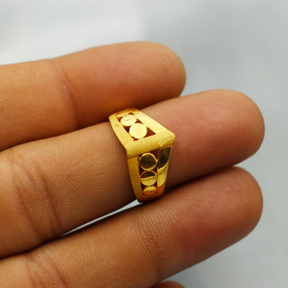 Anillos de cúpula de oro brillante con sello bis 916, tamaño 6 de EE. UU., joyería de diseñador de media madre