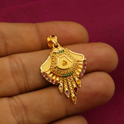 22 karat seal genuine gold 3.7cm hamsa pendant mummy gift fashion jewelry