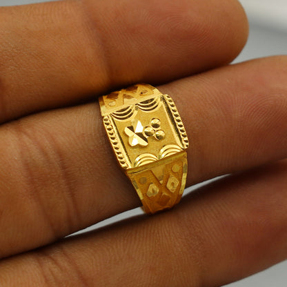 22k stamp merry shine gold antique rings size us 9.75 him handwork jewelry