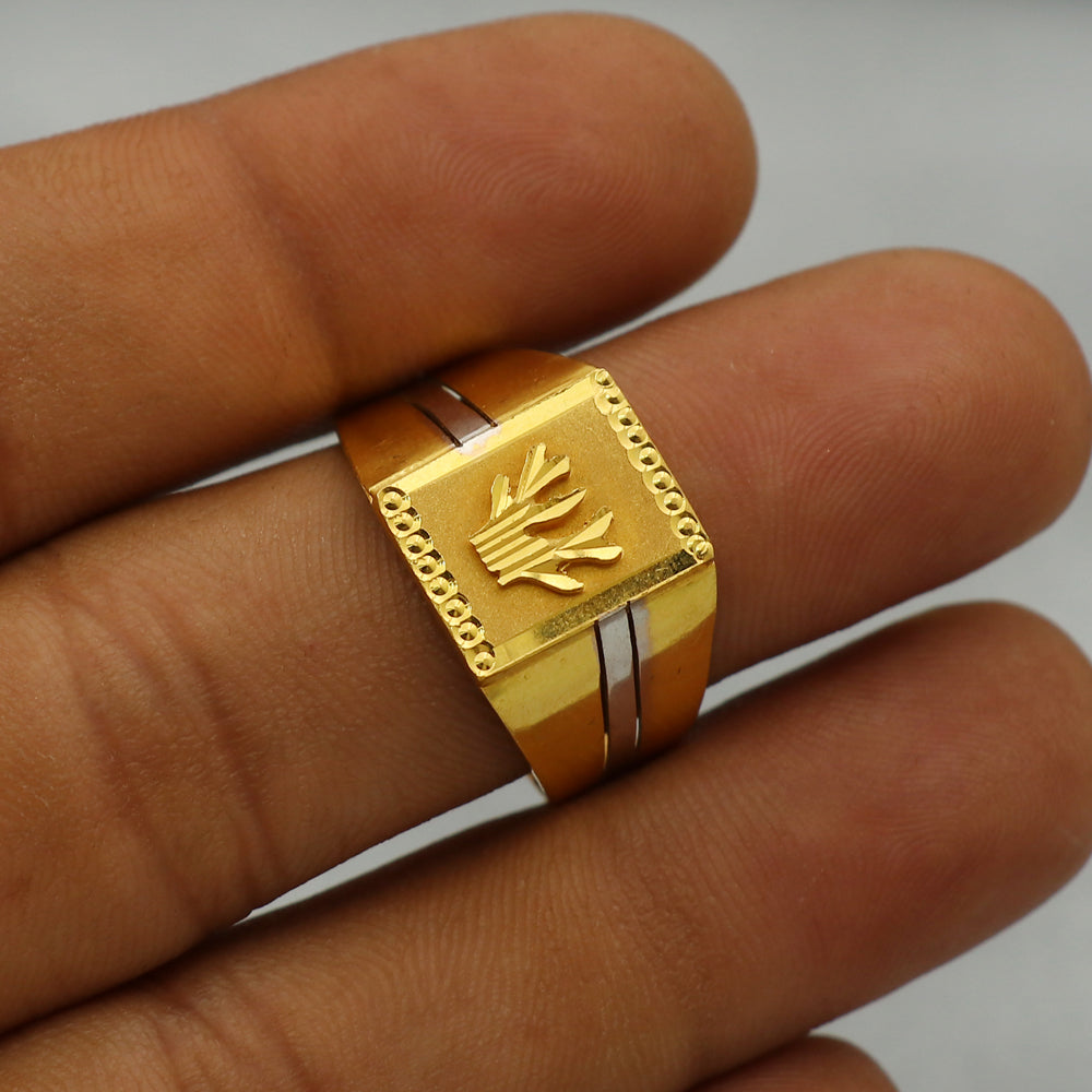 22cts stamp indian gold solitaire ring size us 9.5 men latest style jewelry