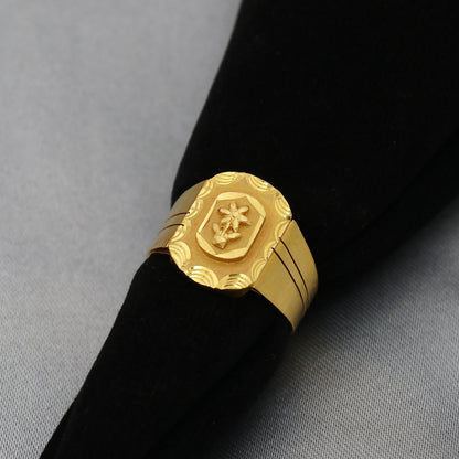 Anillo de compromiso de oro puro con sello de 22 quilates, tamaño EE. UU. 10,25, joyería para papá para hombres