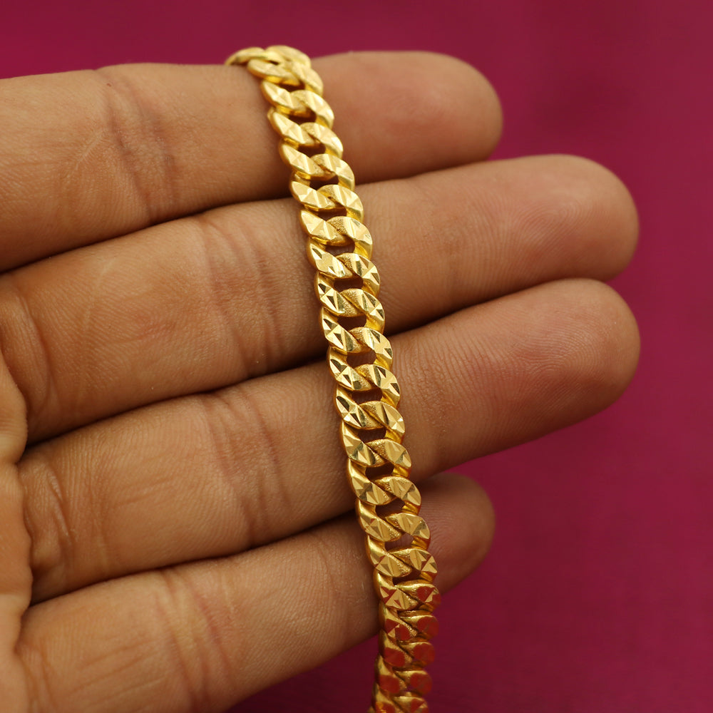 22 Karat Siegel authentisches Gold 20,5 cm Kettengliederarmbänder Frau Geschenk klassischer Schmuck