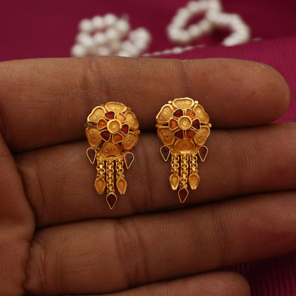 22 karat print true gold 2.5cm cluster earrings step aunts gift handmade jewelry