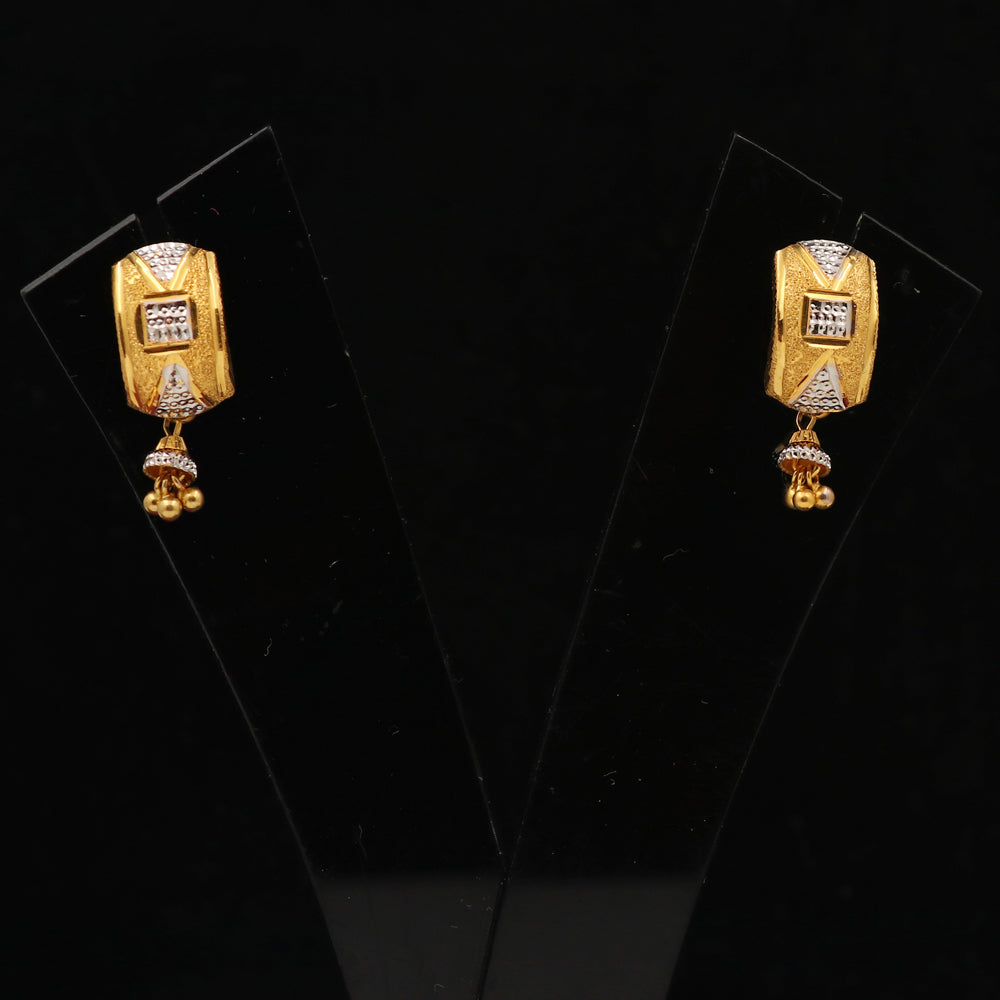 Pendientes de oro amarillo de 22 quilates con sello distintivo de 2,4 cm, regalo para abuela, joyería con piedra