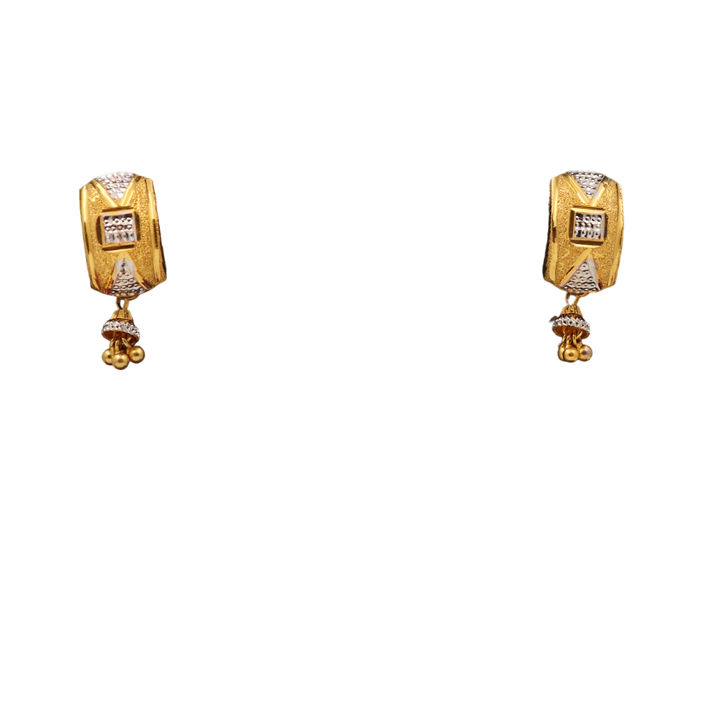 Pendientes de oro amarillo de 22 quilates con sello distintivo de 2,4 cm, regalo para abuela, joyería con piedra