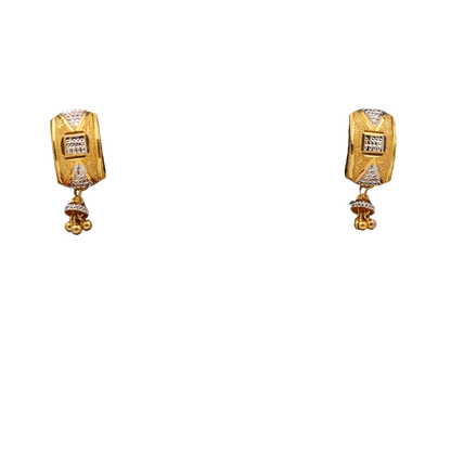 Pendientes de oro amarillo de 22 quilates con sello distintivo de 2,4 cm, regalo para abuela, joyería con piedra