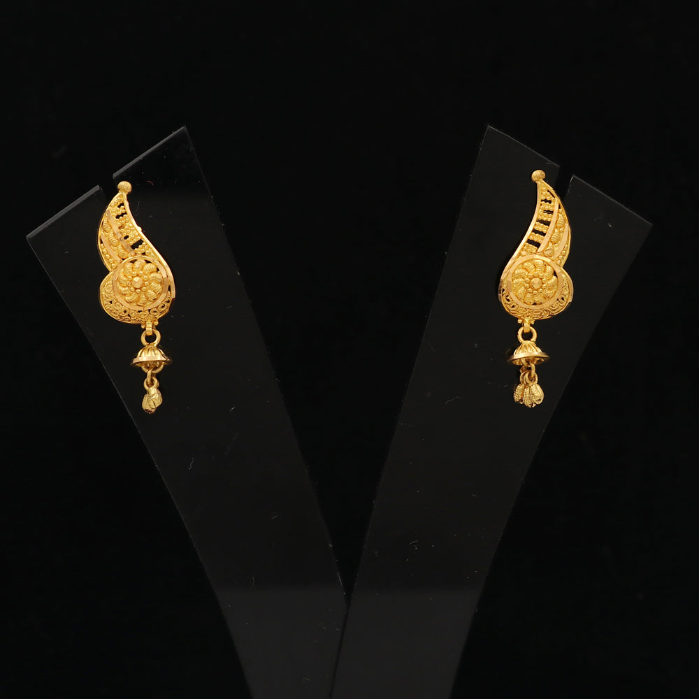 22k hallmark gold 3.2cm wire hook earrings mother gift traditional jewelry