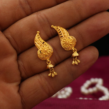 22k hallmark gold 3.2cm wire hook earrings mother gift traditional jewelry