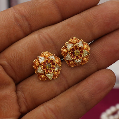 Pendientes de barra de 1,5 cm de oro de 22 quilates con sello de la más alta calidad, regalo para tías, joyería