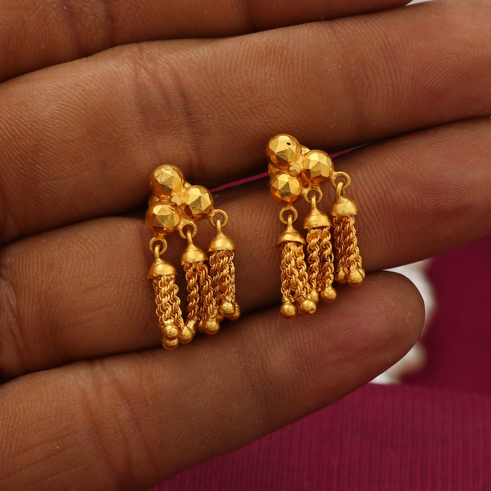 Pendientes con tapón de 2,2 cm en oro de 22 quilates con estampado increíble, regalo para hija, joyería con piedras preciosas