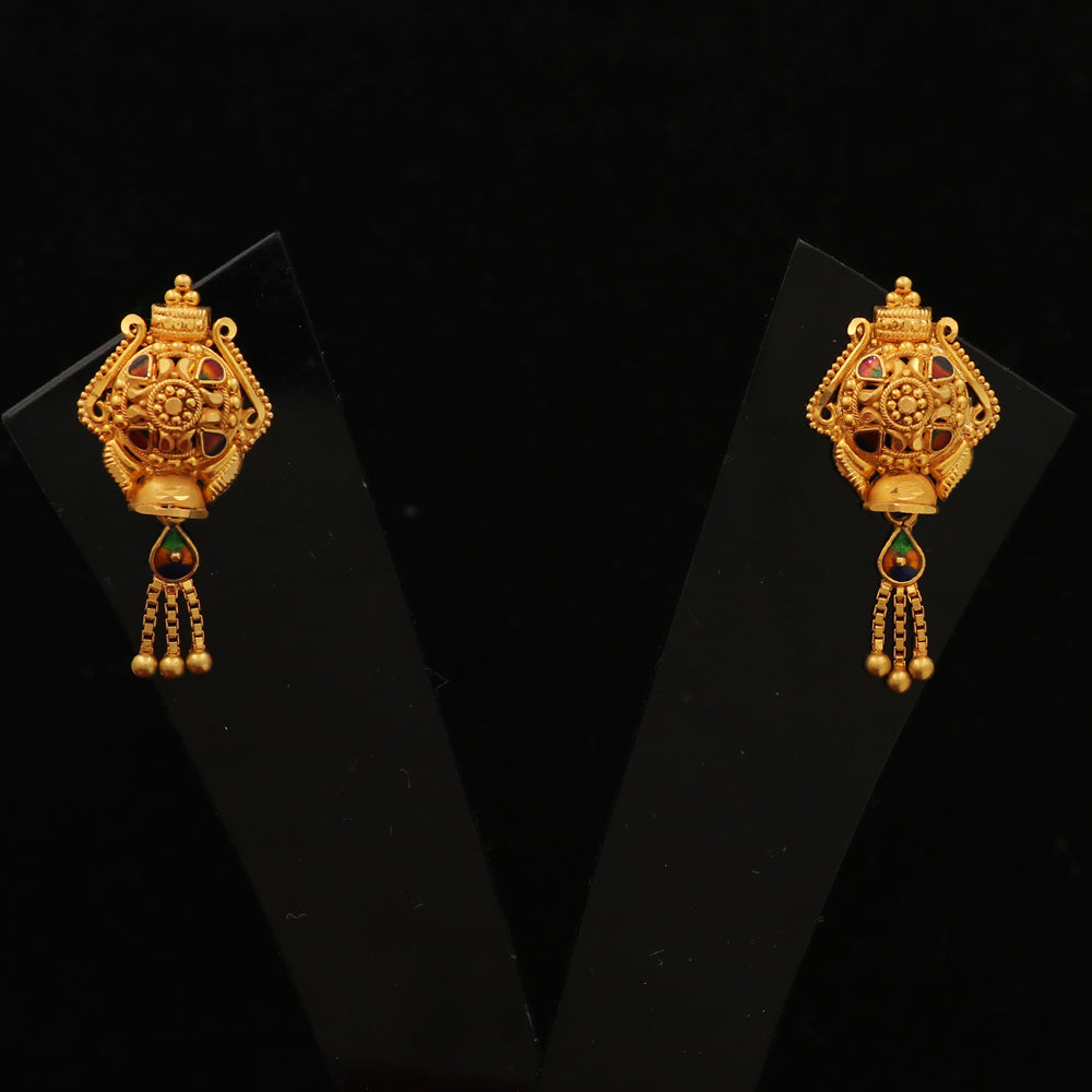 22cts stamp indian gold 3.1cm dangling women gift latest style women jewelry