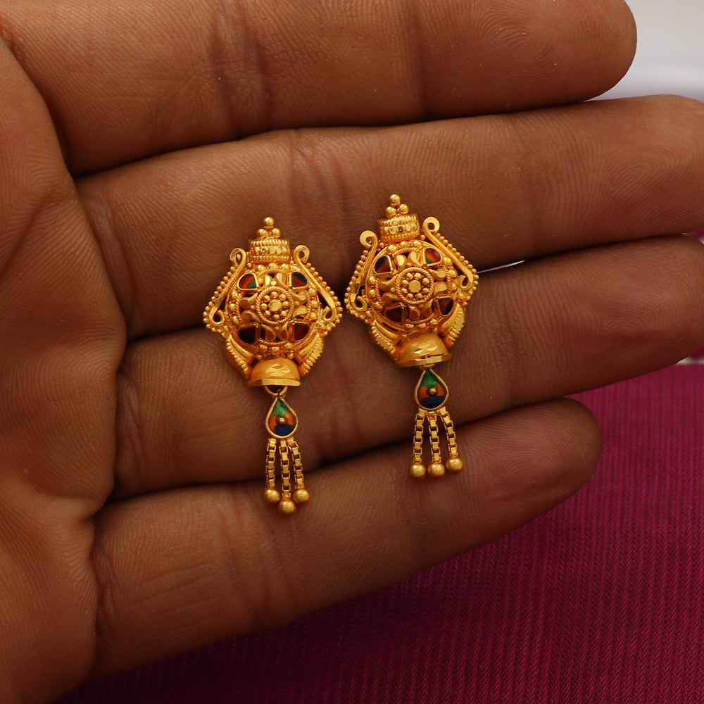 22cts stamp indian gold 3.1cm dangling women gift latest style women jewelry