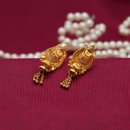 22k seal authentic gold 2.6cm wear earrings sister gift made in india jewelry