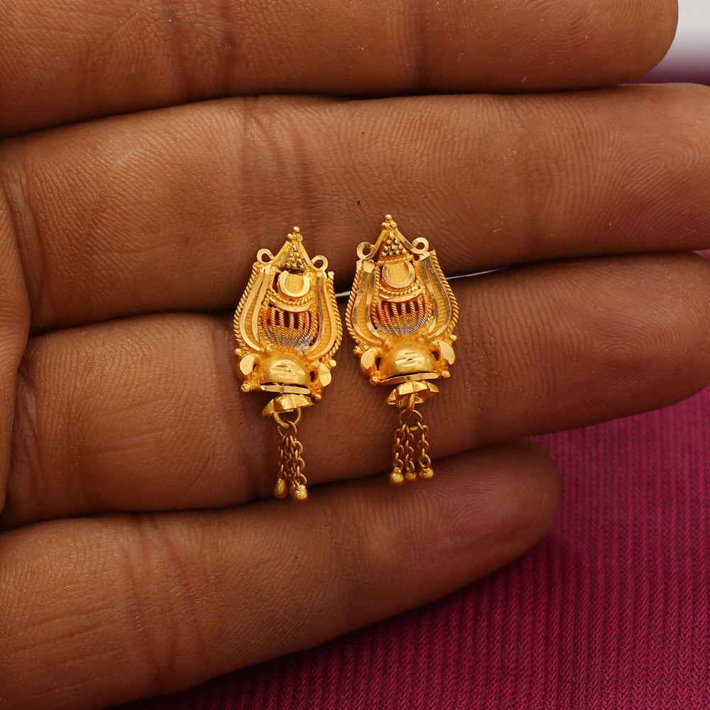 22k seal authentic gold 2.6cm wear earrings sister gift made in india jewelry