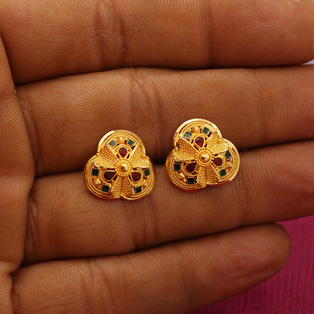 22k print ultimate gold 1.4cm stud earrings groom gift wedding women jewelry