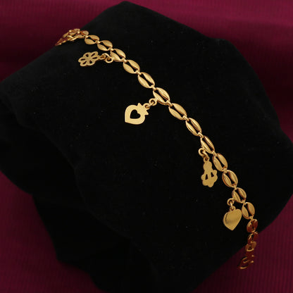 22k stamp gold 16.5cm charm link bracelet jewelry business women gift