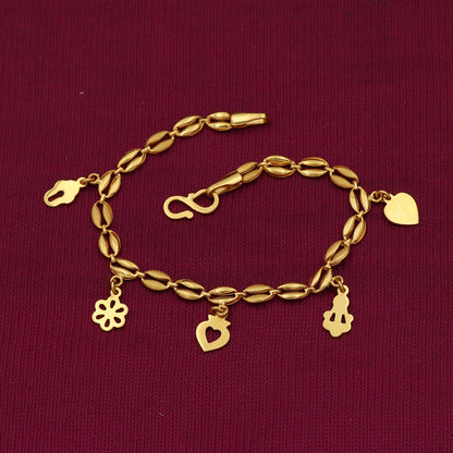 22k stamp gold 16.5cm charm link bracelet jewelry business women gift