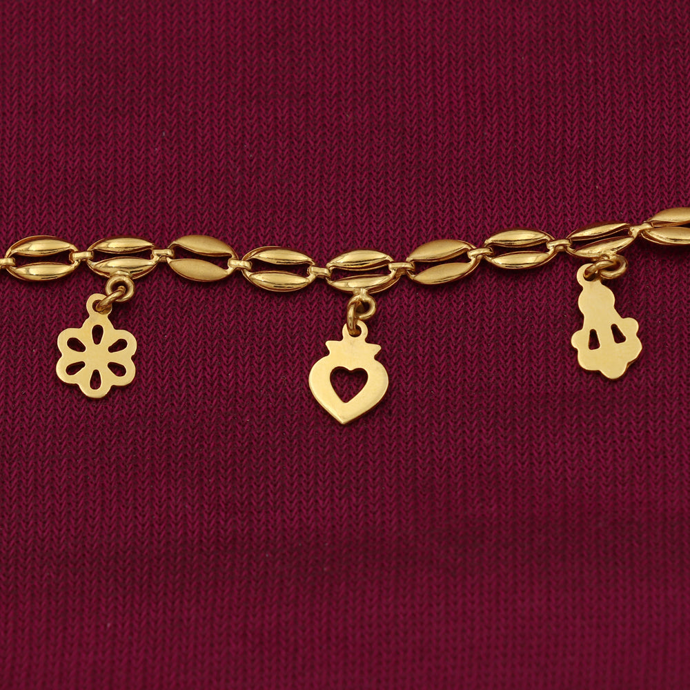 22k stamp gold 16.5cm charm link bracelet jewelry business women gift