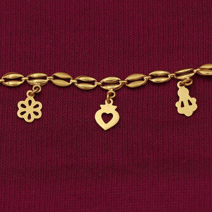 22k stamp gold 16.5cm charm link bracelet jewelry business women gift