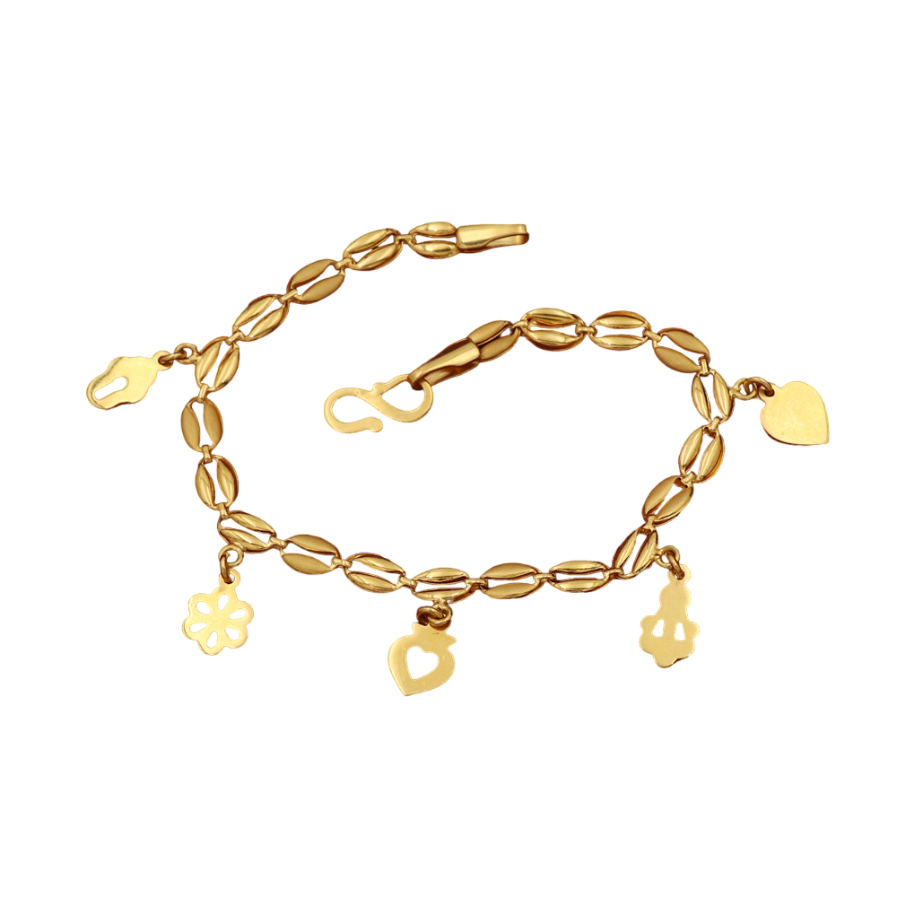 22k stamp gold 16.5cm charm link bracelet jewelry business women gift