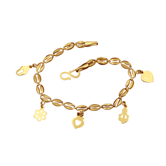 22k stamp gold 16.5cm charm link bracelet jewelry business women gift