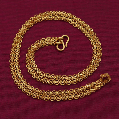 Cadena de eslabones de 24" de oro brillante con sello distintivo de 22 quilates, joyería de estilo vintage para nuera 