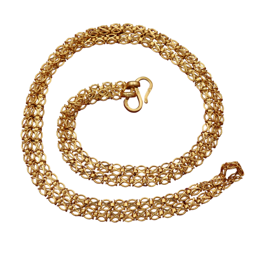 Cadena de eslabones de 24" de oro brillante con sello distintivo de 22 quilates, joyería de estilo vintage para nuera 